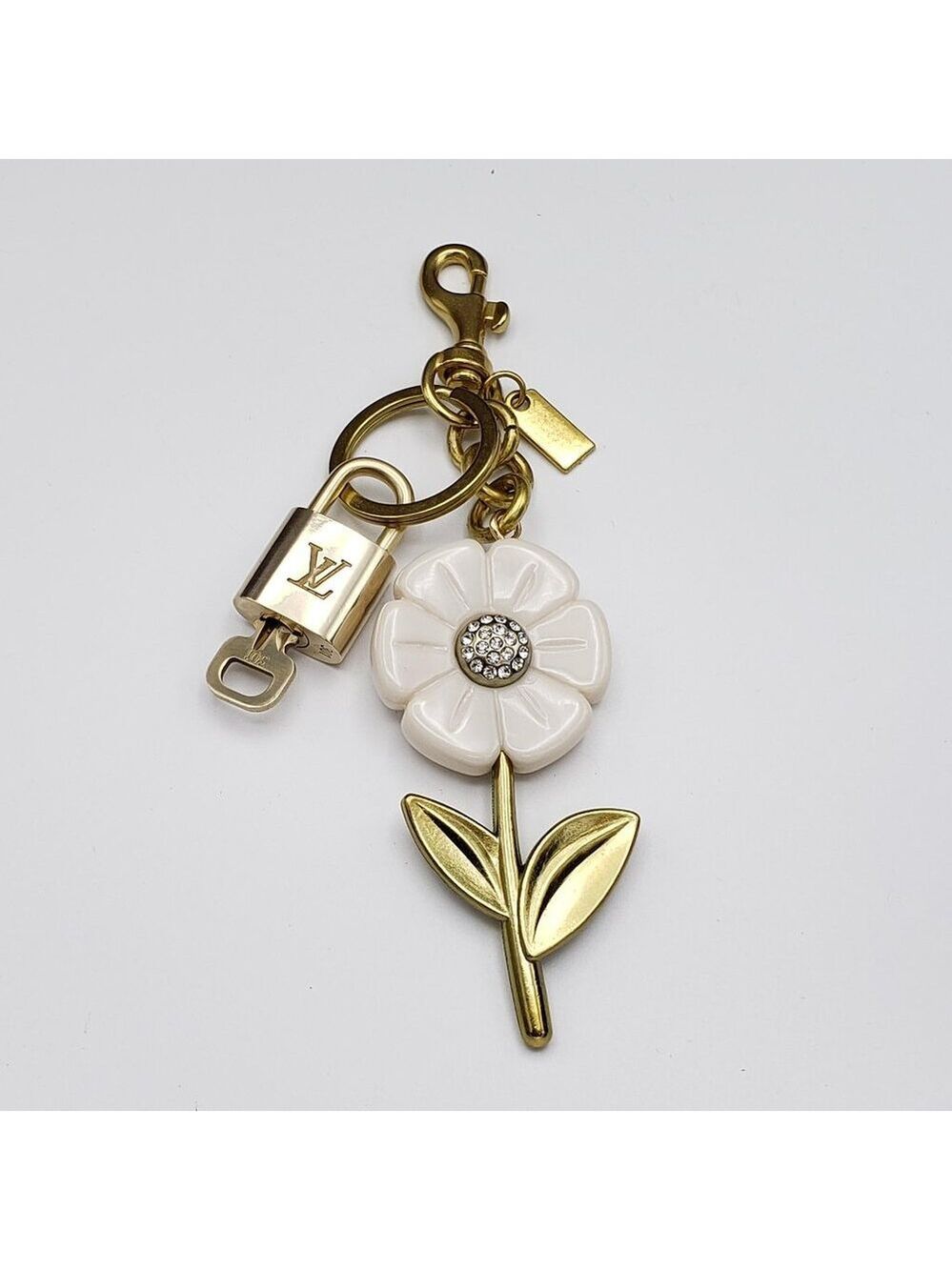 Authentic Louis Vuitton Lock & Key with Unbranded Flower Charm, Keychain - Picture 5 of 11